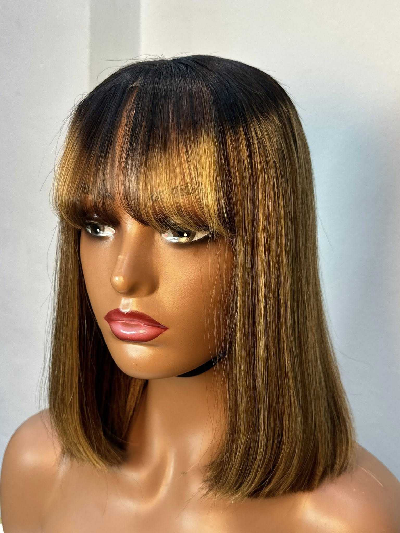 Human hair bob wigs with bangs